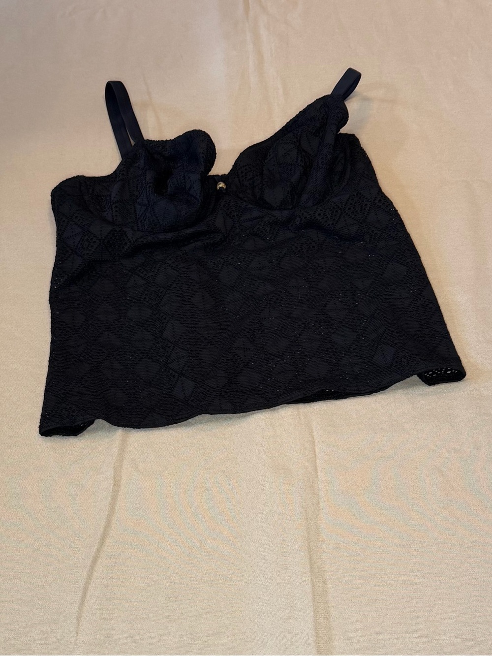 Freya Black Crochet Tankini Top